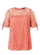 Dorothy Perkins Coral Lace Cold-shoulder Sleeve Top