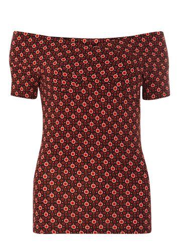 Dorothy Perkins *tall Black And Red Geo Bardot Top