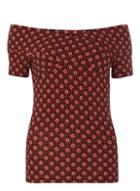 Dorothy Perkins *tall Black And Red Geo Bardot Top