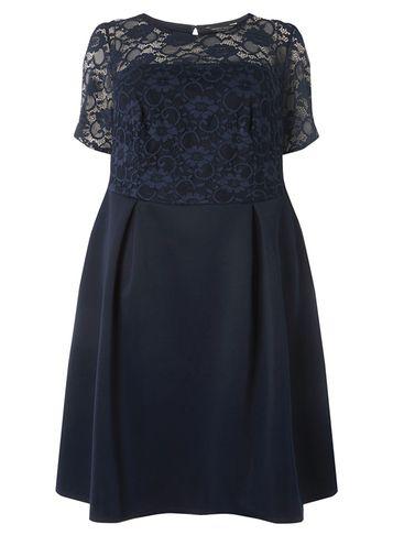 Dorothy Perkins Dp Curve Navy Scuba Lace Dress