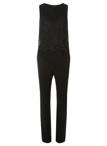 Dorothy Perkins *tall Black Lace Top Jumpsuit