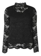 Dorothy Perkins *vero Moda Black Lace Funnel Neck Top