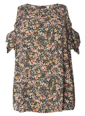 Dorothy Perkins Dp Curve Floral Cold Shoulder Top