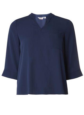 Dorothy Perkins Petite Navy Split Cuff Shirt