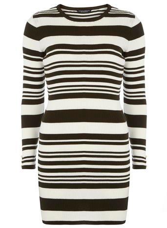 Dorothy Perkins Khaki And Ivory Stripe Tunic