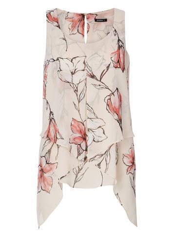 Dorothy Perkins *roman Originals Pink Floral Print Asymmetric Top