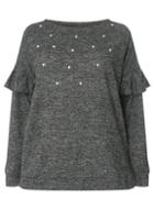 Dorothy Perkins Dp Curve Grey Pearl Embellished Jumper