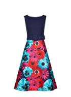 *luxe Multi Colour Floral Print Belted Midi Dress