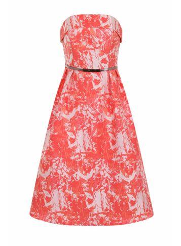 Dorothy Perkins *little Mistress Coral Jacquard Midi Dress