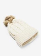 Dorothy Perkins Cream Cable Knit Pom Hat