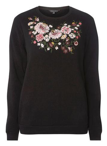 Dorothy Perkins Black Floral Embroidered Jumper