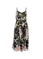 *luxe Black Floral Print Prom Midi Dress