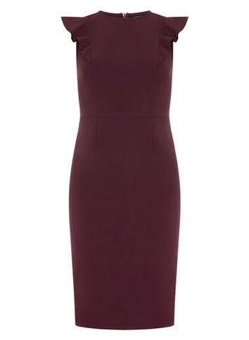 Dorothy Perkins Purple Ruffle Shoulder Pencil Dress
