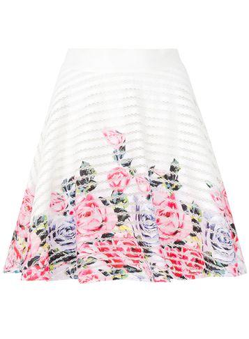 Dorothy Perkins *quiz Ivory Flower Print Hem Skater Skirt