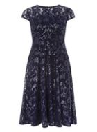 Dorothy Perkins Navy Lace Sequin Embellished Fit And Flare Dress