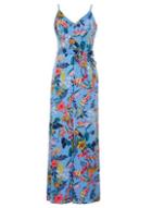 Dorothy Perkins *quiz Blue Floral Tie Belt Jumpsuit