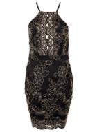 Dorothy Perkins *quiz Black And Gold Lace Scallop Bodycon Dress
