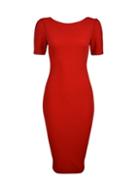 Dorothy Perkins Red Ruched Sleeve Bodycon Dress