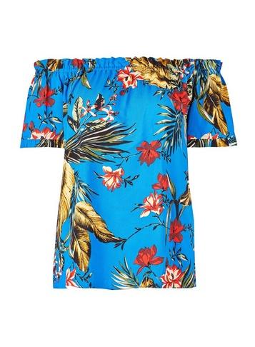 Dorothy Perkins Cobalt Tropical Print Bardot Top