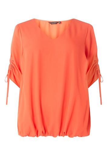 Dorothy Perkins *dp Curve Coral Ruched Sleeve Top