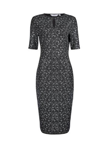 Dorothy Perkins *tall Black Foil Keyhole Bodycon Dress