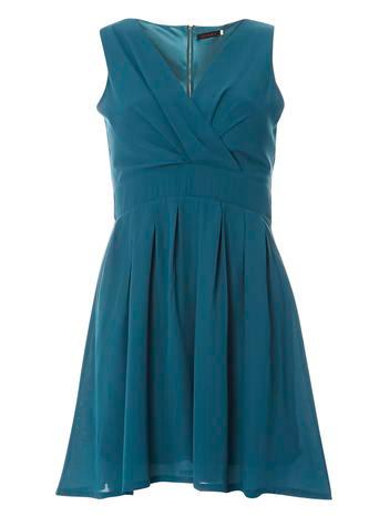 Dorothy Perkins *teal Chiffon V-neck Dress