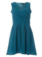 Dorothy Perkins *teal Chiffon V-neck Dress