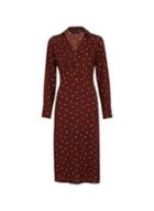 Dorothy Perkins Brown Spot Print Collar Midi Dress