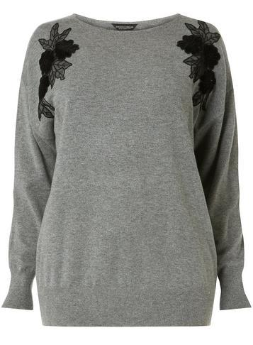Dorothy Perkins *dp Curve Grey Applique Batwing Jumper