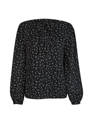 *only Black Floral Print Top