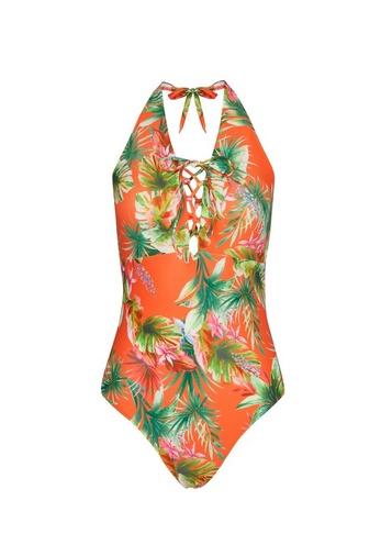 Dorothy Perkins Petite Orange Tropical Print Swimsuit