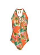 Dorothy Perkins Petite Orange Tropical Print Swimsuit
