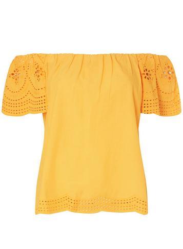 Dorothy Perkins Orange Broderie Sleeve Bardot Top