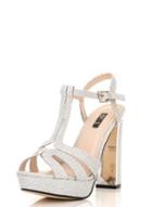 Dorothy Perkins *quiz Silver Shimmer Block Sandals