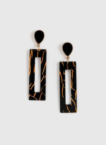 Dorothy Perkins Black Rectangle Crackled Earrings
