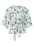 *izabel London Floral Print Tie Waist Blouse