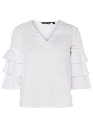 Dorothy Perkins Ivory V-neck Puff Sleeve Top