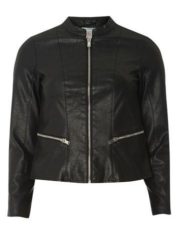 Dorothy Perkins Petite Black Collarless Pu Jacket