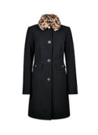 Dorothy Perkins *tall Black Leopard Animal Faux Fur Collar Coat