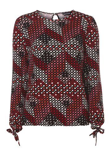 Dorothy Perkins Red And Pink Geometric Tie Cuff Top