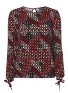 Dorothy Perkins Red And Pink Geometric Tie Cuff Top