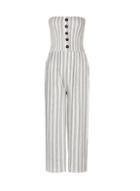 Dorothy Perkins White Bandeau Stripe Print Jumpsuit