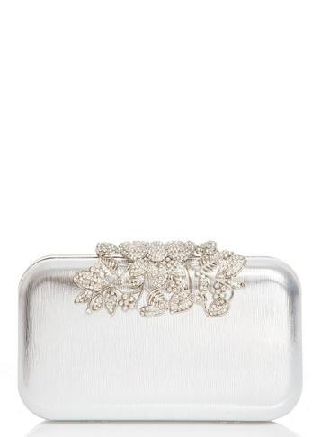 *quiz Silver Ornate Clip Box Clutch Bag