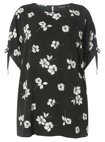 Dorothy Perkins Dp Curve Monochrome Floral Print Cuff Top