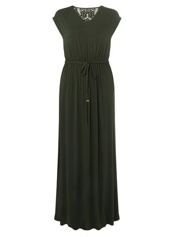 Dorothy Perkins Green Crochet Back Maxi Dress