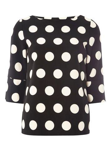 Dorothy Perkins Black And Ivory Polka Dot Top