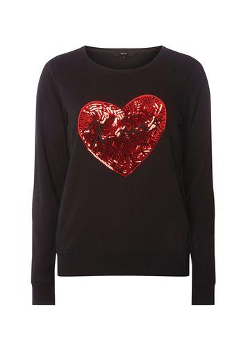 Dorothy Perkins *vero Moda Black Sequin Heart Sweatshirt