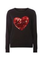 Dorothy Perkins *vero Moda Black Sequin Heart Sweatshirt