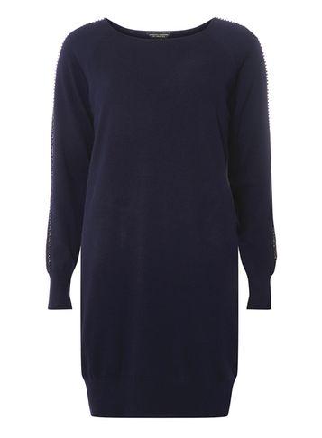 Dorothy Perkins Navy Knitted Embellished Tunic Jumper