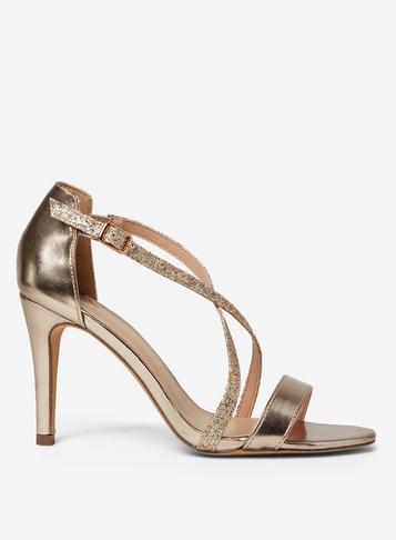 Dorothy Perkins Wide Fit Exclusive Gold Bestie Heeled Sandals